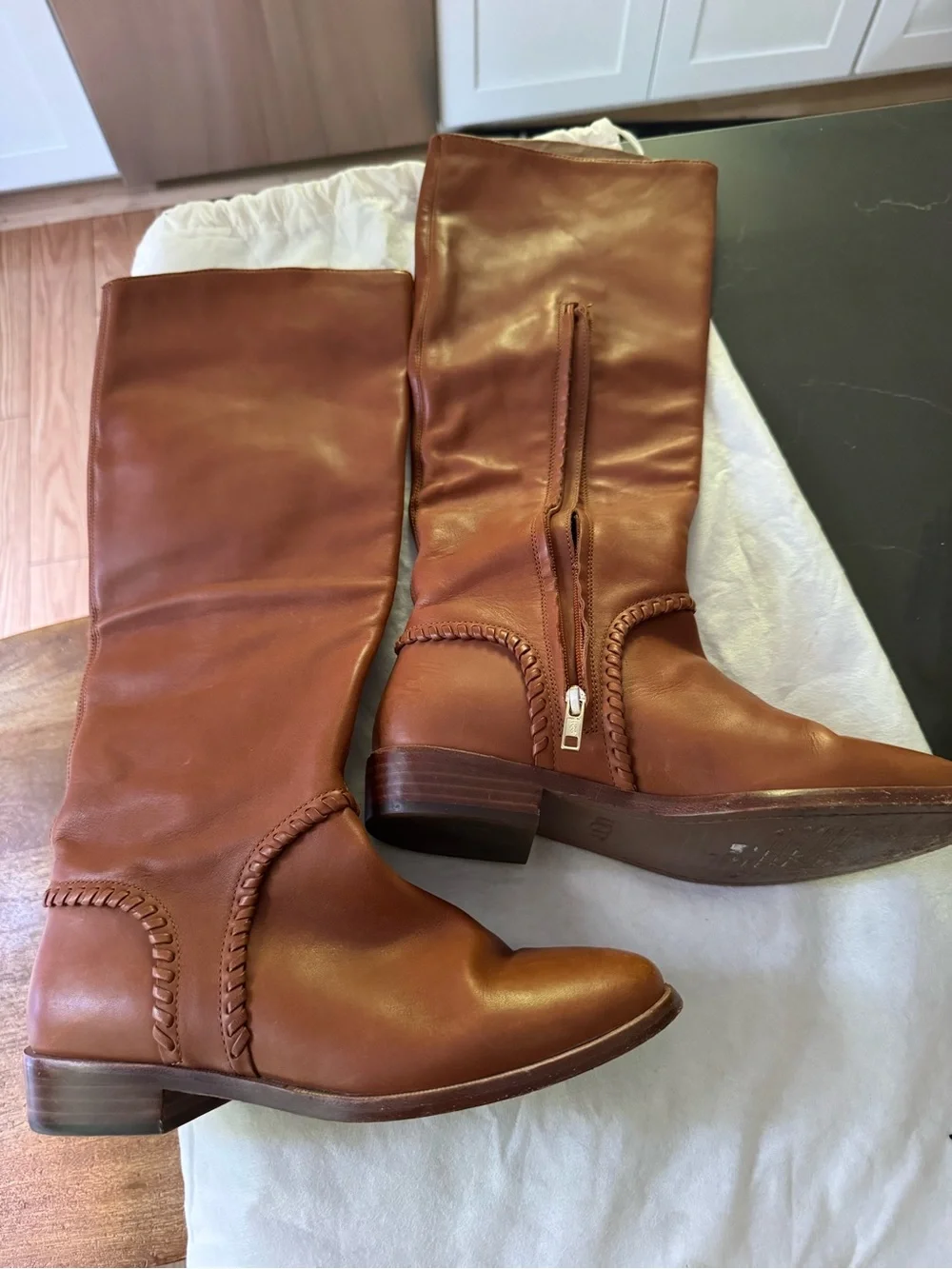 UGG Women's Tall Braided Leather Over-the-Knee Boots - Chestnut